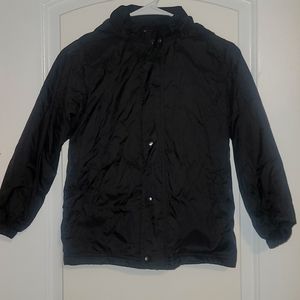 Black jacket with removable hood